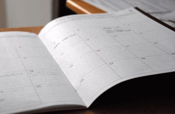Agenda with appointments. The life of a Health Care Assistant is busy but rewarding.