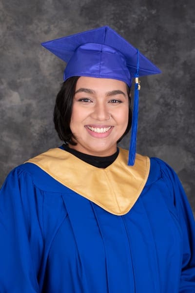 V wearing her Grad gown. She was nominated as Student of the Year by her Counselling instructors and classmates.